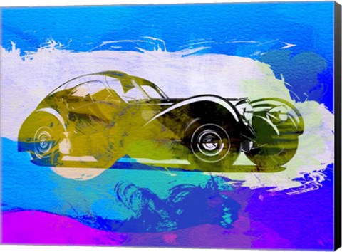 Framed Bugatti Atlantic Watercolor 2 Print