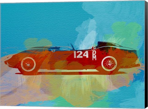 Framed Ferrari Testa Rossa Watercolor 1 Print