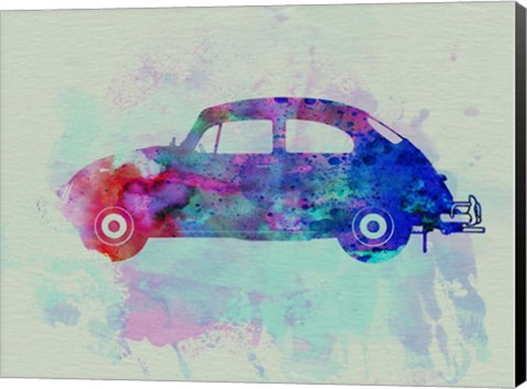 Framed VW Beetle Watercolor 1 Print