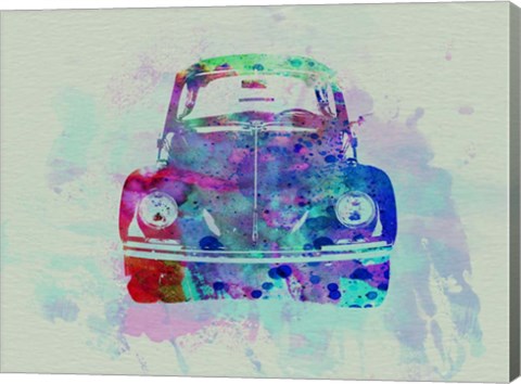 Framed VW Beetle Watercolor 2 Print