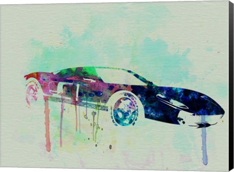 Framed Ford GT Watercolor 2 Print