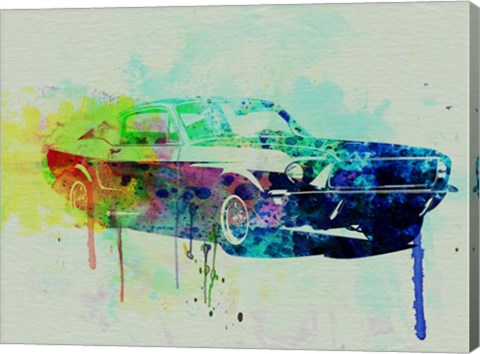 Framed Ford Mustang Watercolor 2 Print