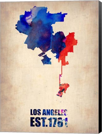 Framed Los Angeles Watercolor Map 1 Print