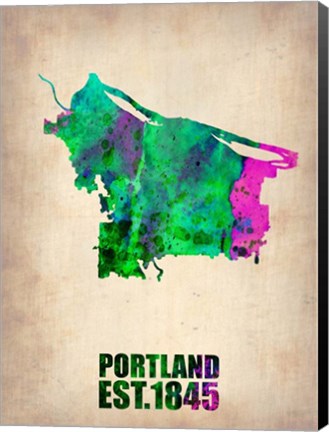 Framed Portland Watercolor Map Print