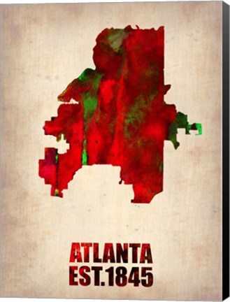 Framed Atlanta Watercolor Map Print