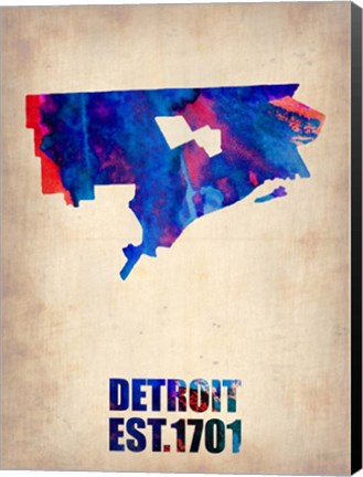 Framed Detroit Watercolor Map Print