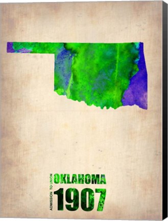 Framed Oklahoma Watercolor Map Print