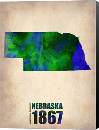 Framed Nebraska Watercolor Map Print