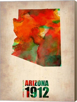 Framed Arizona Watercolor Map Print