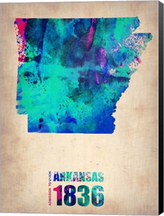Framed Arkansas Watercolor Map Print