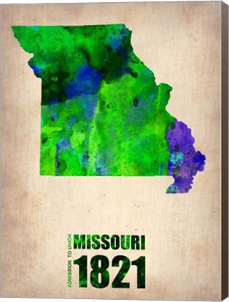 Framed Missouri Watercolor Map Print