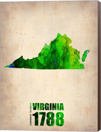 Framed Virginia Watercolor Map Print