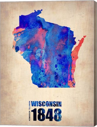 Framed Wisconsin Watercolor Map Print