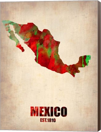 Framed Mexico Watercolor Map Print