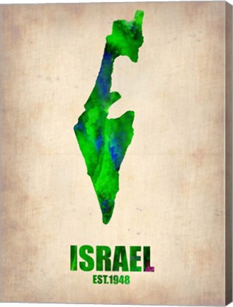 Framed Israel Watercolor Map Print