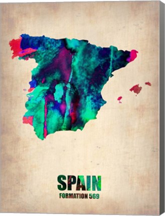 Framed Spain Watercolor Map Print