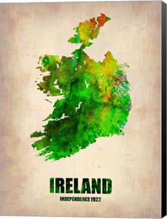 Framed Ireland Watercolor Map Print