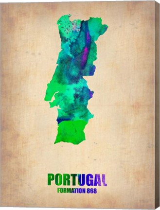 Framed Portugal Watercolor Map Print