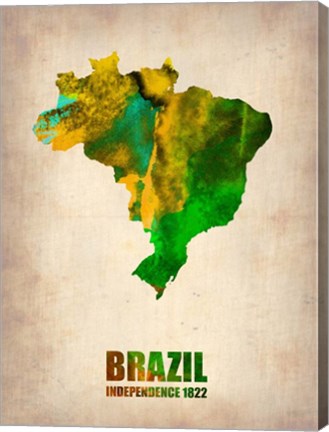 Framed Brazil Watercolor Map Print