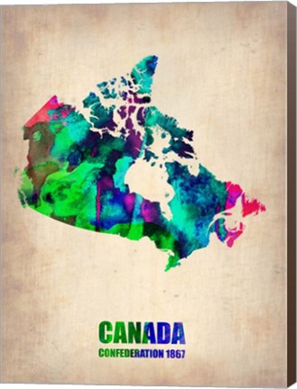 Framed Canada Watercolor Map Print