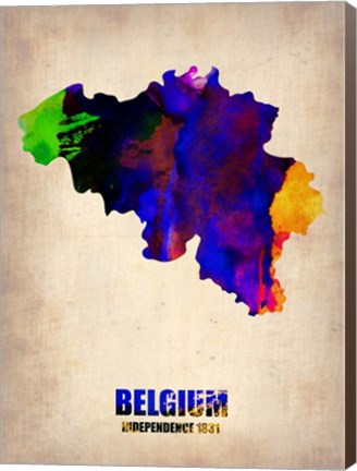 Framed Belgium Watercolor Map Print
