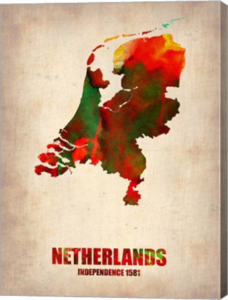 Framed Netherlands Watercolor Map Print