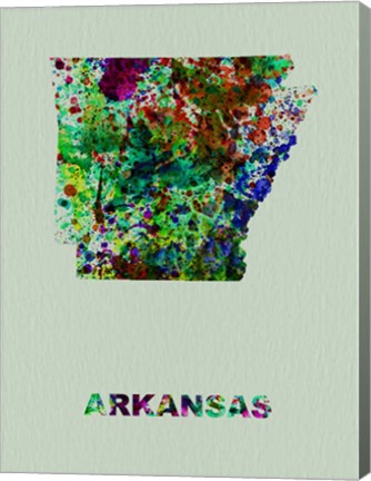 Framed Arkansas Color Splatter Map Print