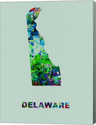 Framed Delaware Color Splatter Map Print