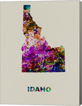 Framed Idaho Color Splatter Map Print