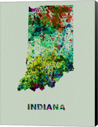 Framed Indiana Color Splatter Map Print