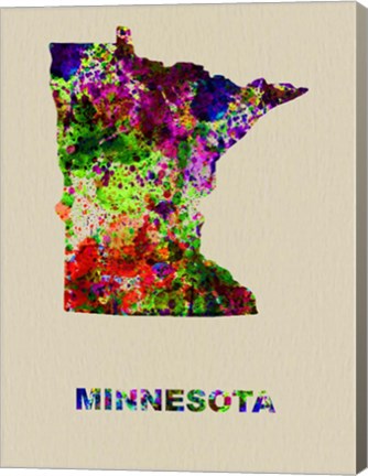 Framed Minnesota Color Splatter Map Print