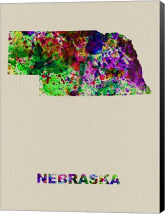 Framed Nebraska Color Splatter Map Print