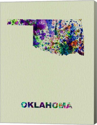 Framed Oklahoma Color Splatter Map Print