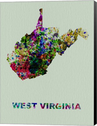 Framed West Virginia Color Splatter Map Print