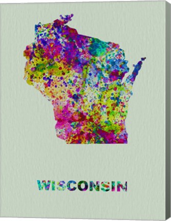 Framed Wisconsin Color Splatter Map Print