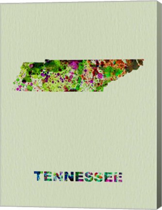 Framed Tennessee Color Splatter Map Print