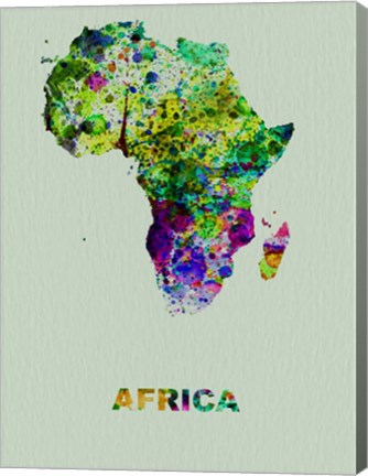 Framed Africa Color Splatter Map Print