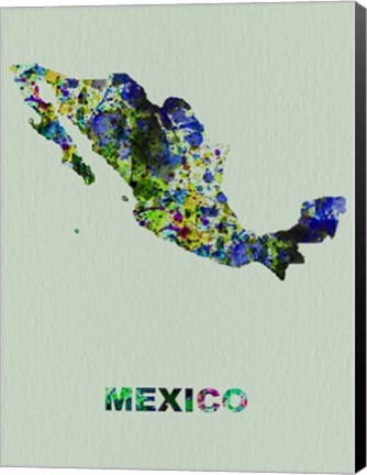 Framed Mexico Color Splatter Map Print