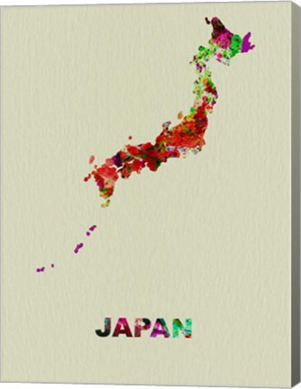 Framed Japan Color Splatter Map Print