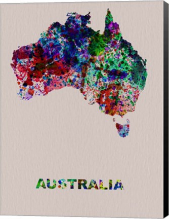Framed Australia Color Splatter Map Print