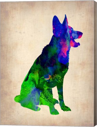 Framed German Sheppard Watercolor Print