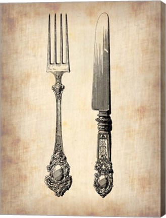 Framed Antique Knife and Fork Print