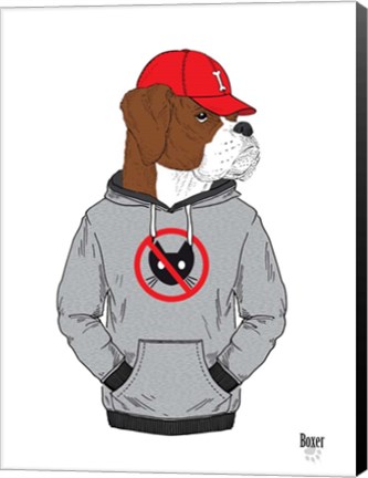 Framed Boxer Dog In City Style Print