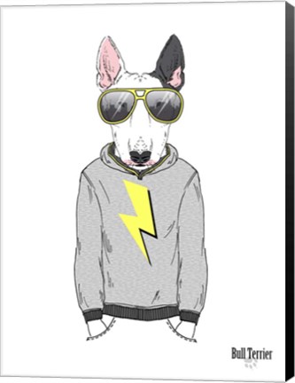 Framed Bull Terrier in City Style Print