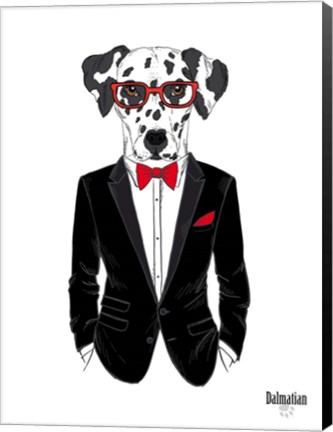 Framed Dalmatian Dog in Tuxedo Print