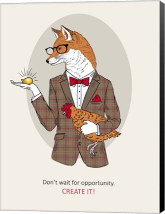 Framed Fox Man In Pin Suit Print