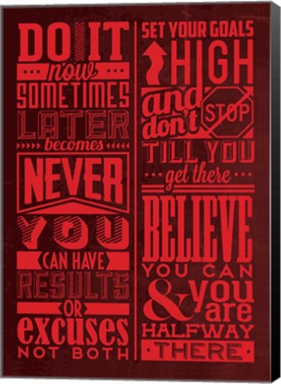 Framed Motivation Set Red Print