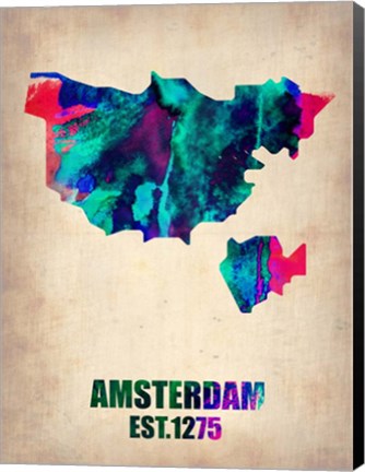 Framed Amsterdam Watercolor Map Print