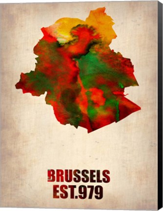 Framed Brussels Watercolor Map Print