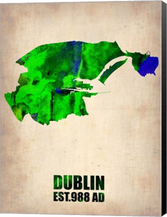 Framed Dublin Watercolor Map Print